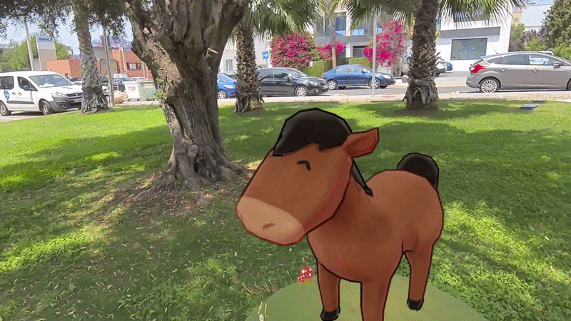 Interacting with a digital horse in the ITI Mind mixed reality experience