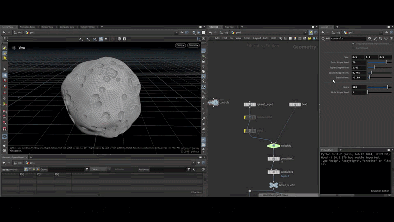 Procedural Asteroid Generator animation