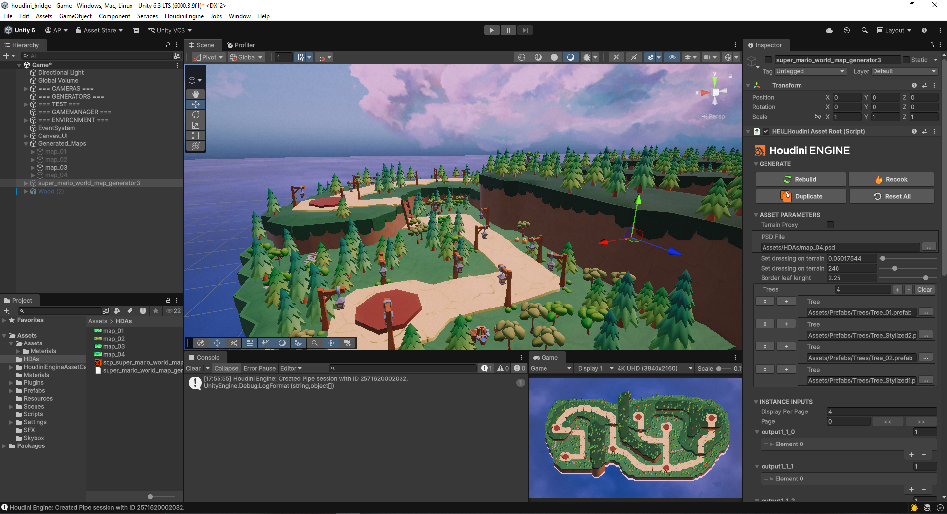 Procedural PSD map generated through Houdini Engine inside Unity